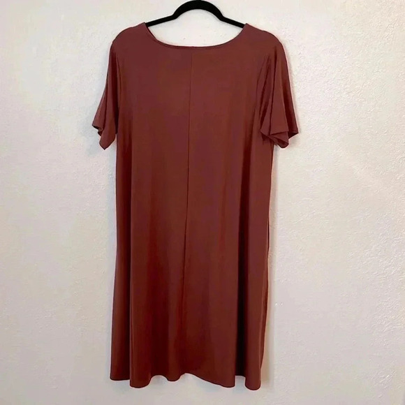 Zenana plus size, A-line dress, short sleeve, rust color, side pockets, nwt - Picture 2 of 6